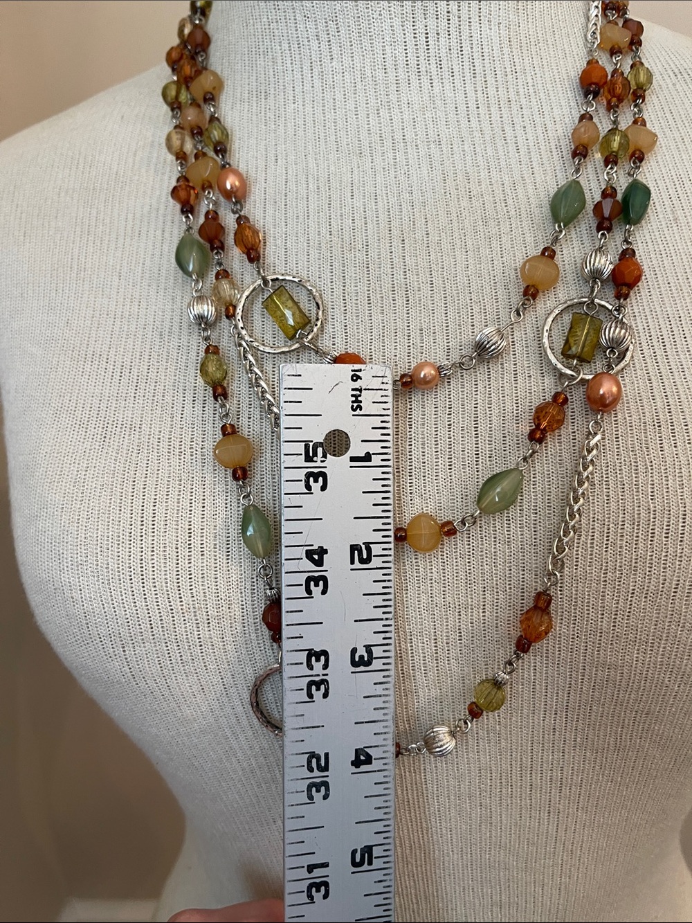 Vintage Style Earth-toned Multi-Strand Beaded Necklace with Earrings - Bohemian - Picture 13 of 15